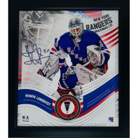 Henrik Lundqvist LE Rangers Custom Framed Photo with Game-Used Puck Display (Fanatics) at PristineAuction.com