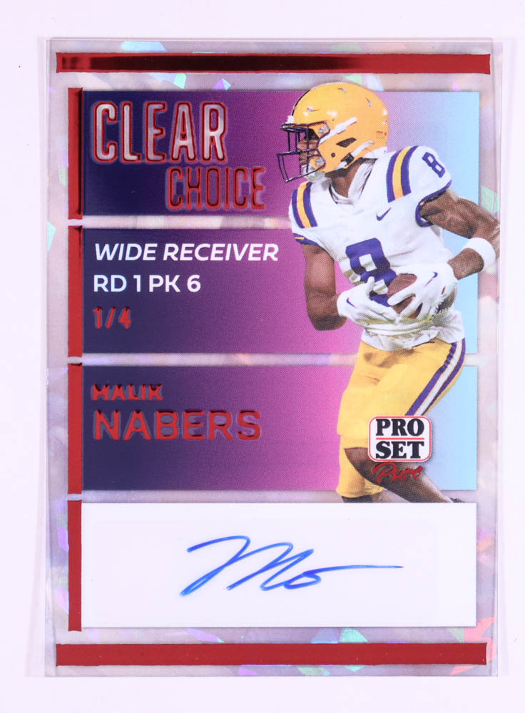 Malik Nabers 2024 Pro Set Pure Clear Choice Autographs Red Crystal #CCMN1 RC #1/4 at PristineAuction.com Malik Nabers 2024 Pro Set Pure Clear Choice Autographs Red Crystal #CCMN1 RC #1/4 at PristineAuction.com