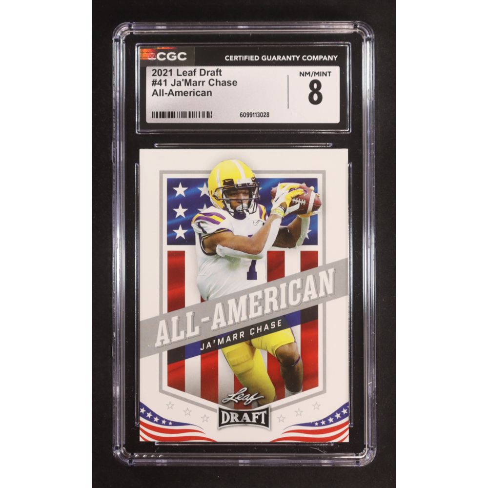 Ja'Marr Chase 2021 Leaf Draft #41 AA RC (CGC 8) at PristineAuction.com