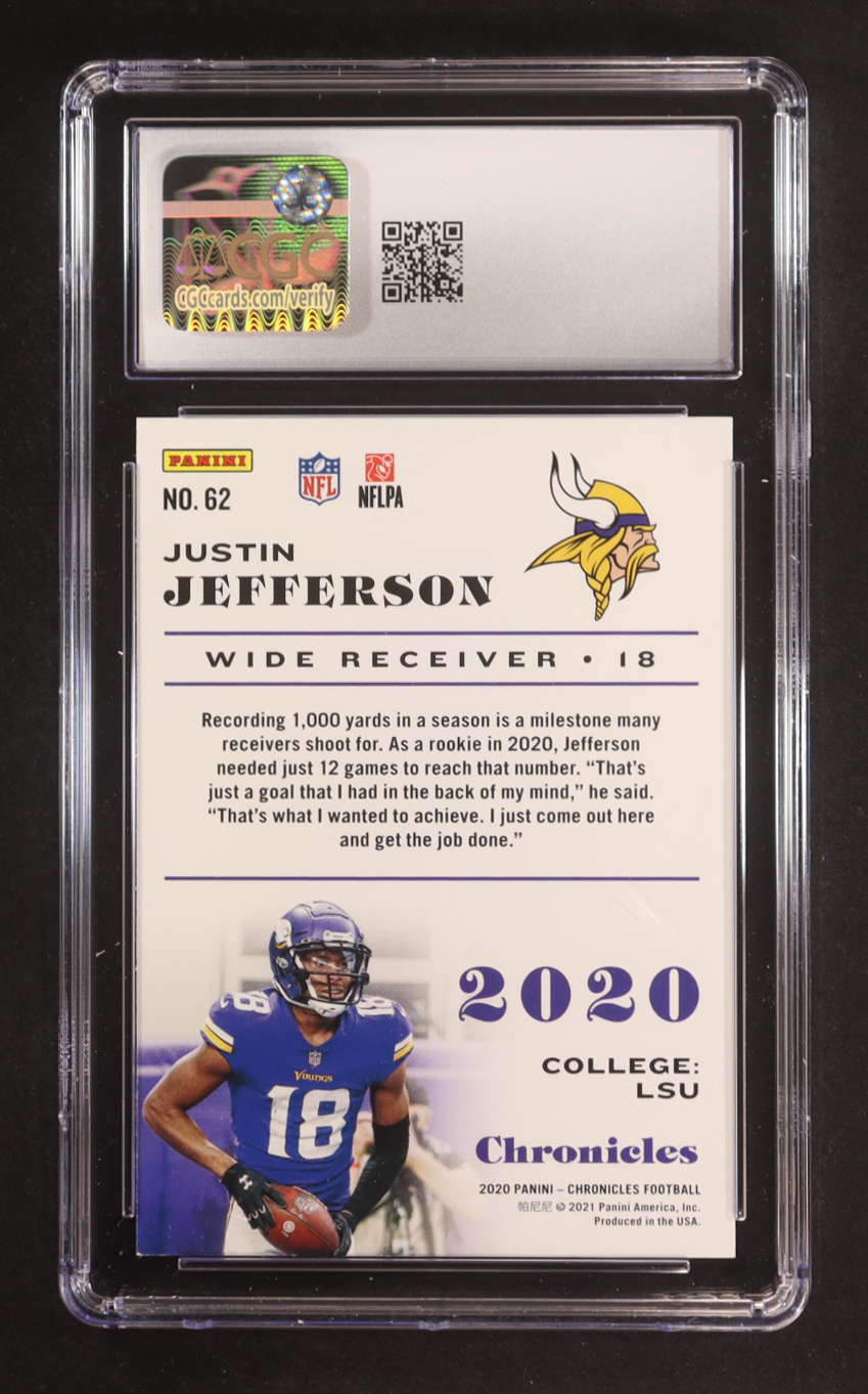 Justin Jefferson 2020 Panini Chronicles #62 RC (CGC 9) at PristineAuction.com Justin Jefferson 2020 Panini Chronicles #62 RC (CGC 9) at PristineAuction.com
