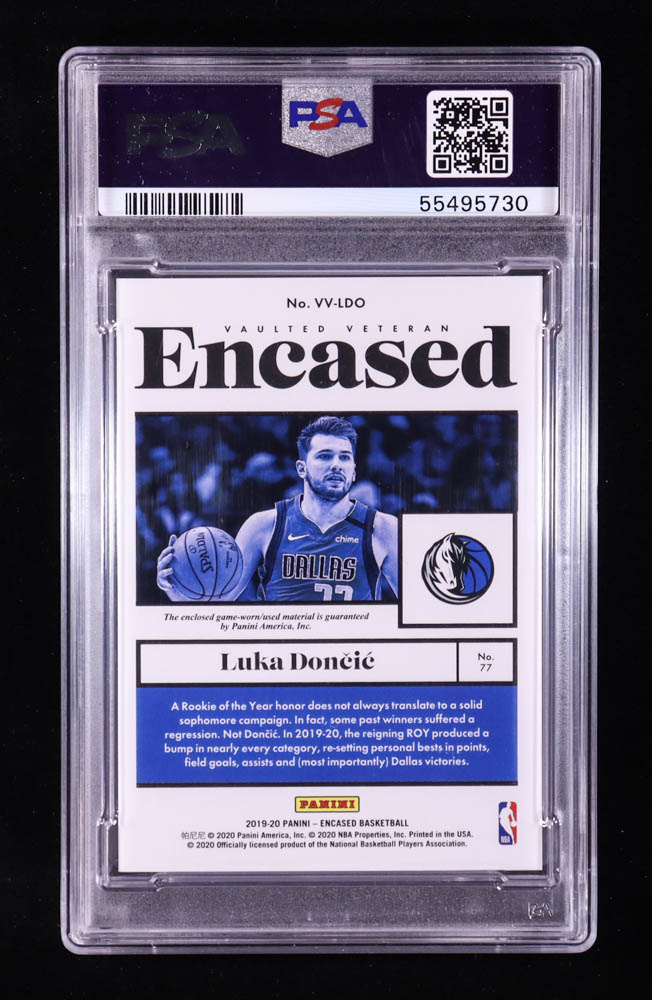 Luka Doncic 2019 Panini Encased Veteran Material #VVLDO #38/149 (PSA 8) at PristineAuction.com Luka Doncic 2019 Panini Encased Veteran Material #VVLDO #38/149 (PSA 8) at PristineAuction.com