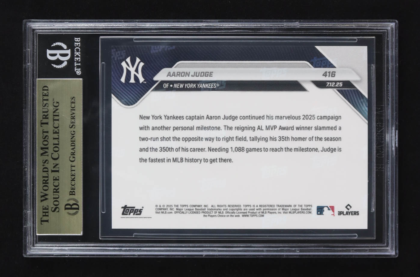 Aaron Judge 2025 Topps Now #416 /16838 (BGS 9.5) at PristineAuction.com Aaron Judge 2025 Topps Now #416 /16838 (BGS 9.5) at PristineAuction.com