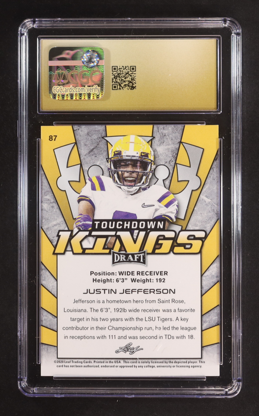 Justin Jefferson 2020 Leaf Draft #87 TK RC (CGC 10 | Pristine Black Label) at PristineAuction.com Justin Jefferson 2020 Leaf Draft #87 TK RC (CGC 10 | Pristine Black Label) at PristineAuction.com