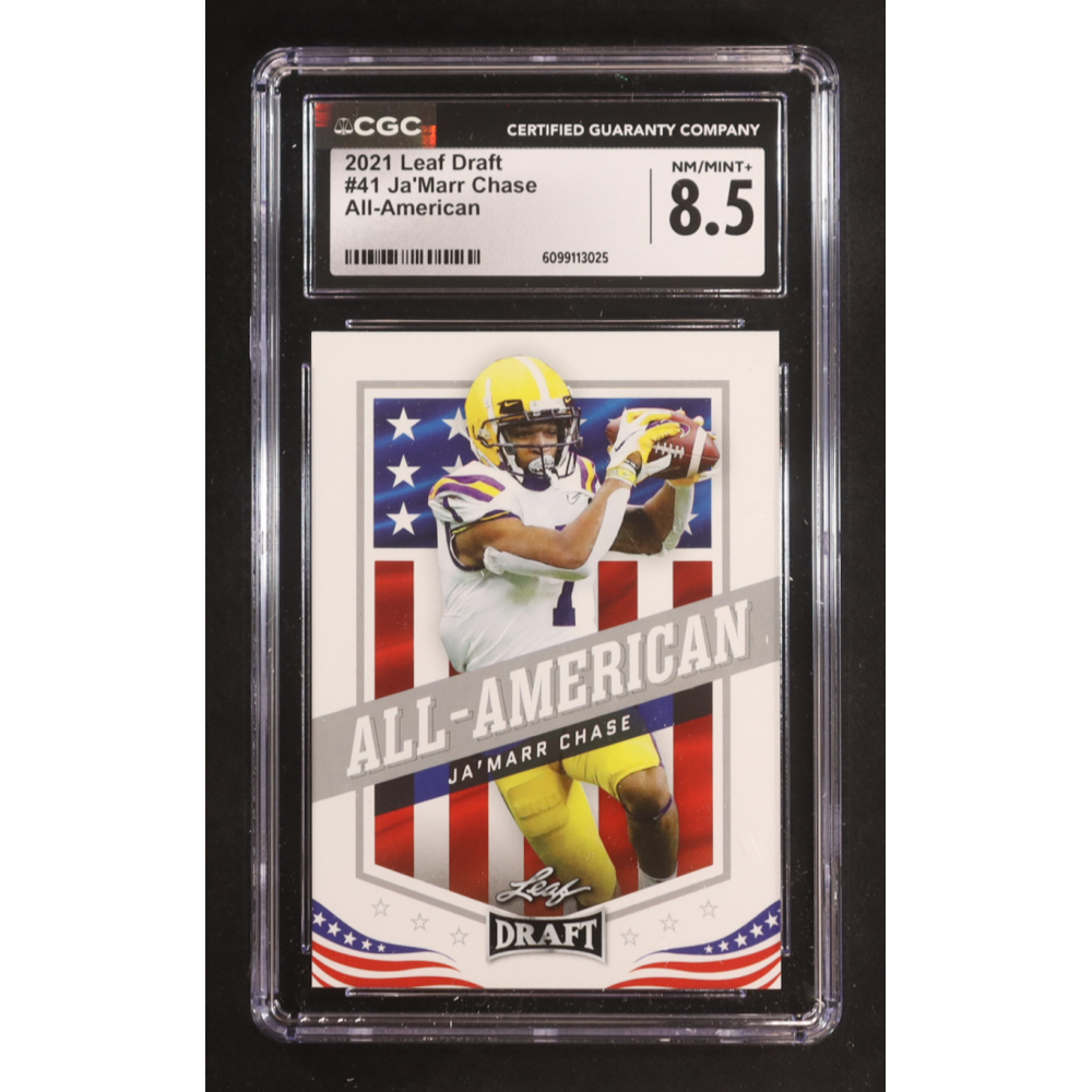 Ja'Marr Chase 2021 Leaf Draft #41 AA RC (CGC 8.5) at PristineAuction.com