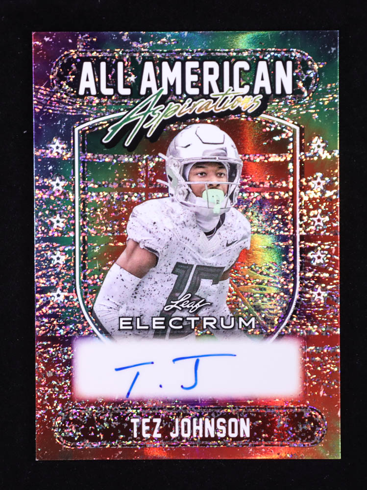 Tez Johnson 2024 Leaf Electrum All-American Aspirations #AAATJ1 #1/1 RC at PristineAuction.com Tez Johnson 2024 Leaf Electrum All-American Aspirations #AAATJ1 #1/1 RC at PristineAuction.com