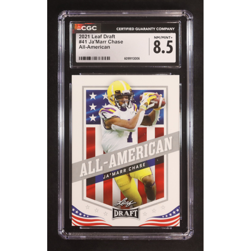 Ja'Marr Chase 2021 Leaf Draft #41 AA RC (CGC 8.5) at PristineAuction.com