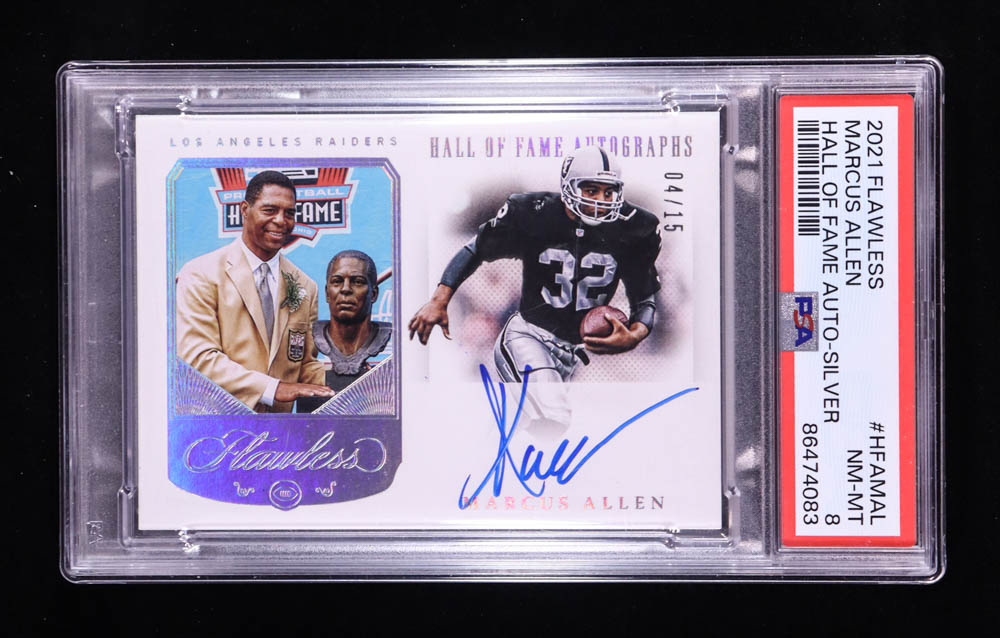 Marcus Allen 2021 Panini Flawless Hall of Fame Autograph Silver #HFAMAL #4/15 (PSA 8) at PristineAuction.com Marcus Allen 2021 Panini Flawless Hall of Fame Autograph Silver #HFAMAL #4/15 (PSA 8) at PristineAuction.com