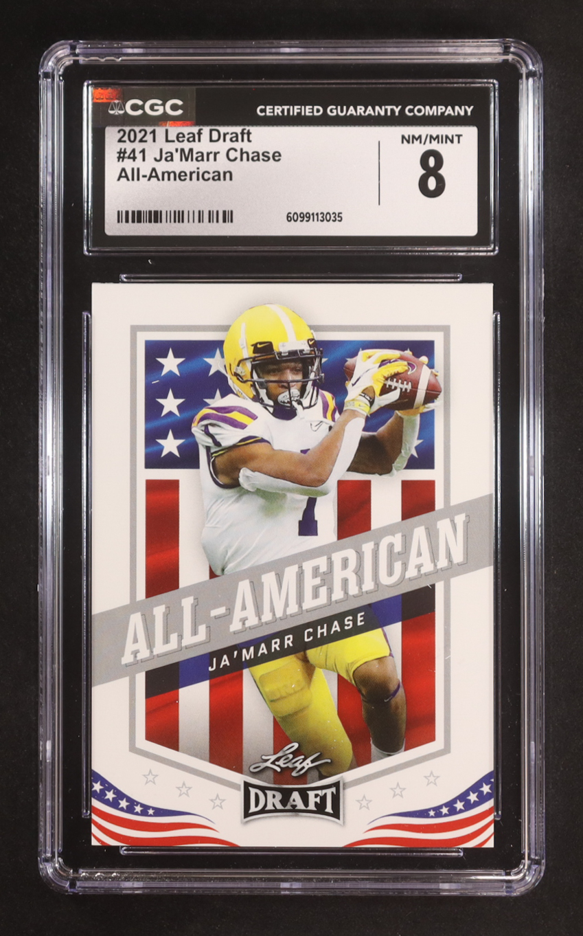 Ja'Marr Chase 2021 Leaf Draft #41 AA RC (CGC 8) at PristineAuction.com Ja'Marr Chase 2021 Leaf Draft #41 AA RC (CGC 8) at PristineAuction.com