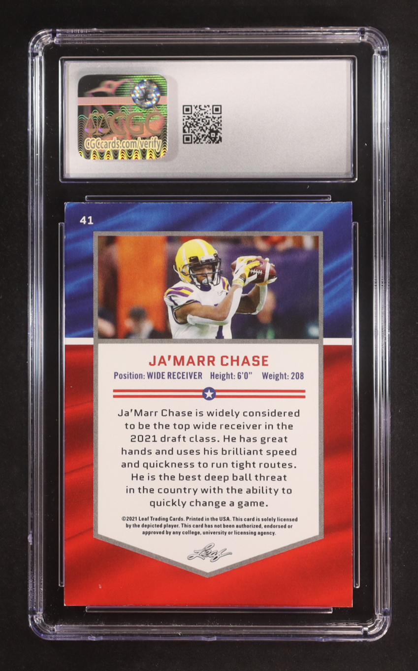 Ja'Marr Chase 2021 Leaf Draft #41 AA RC (CGC 8) at PristineAuction.com Ja'Marr Chase 2021 Leaf Draft #41 AA RC (CGC 8) at PristineAuction.com