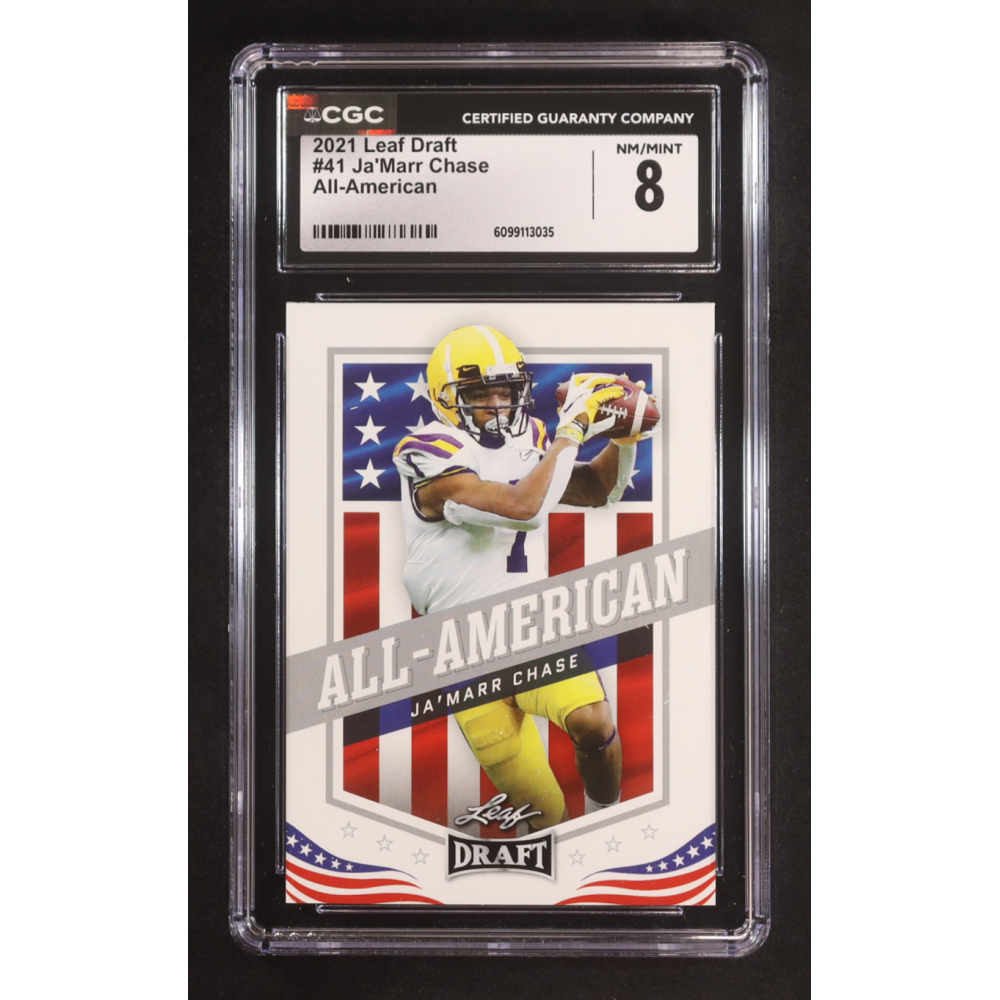 Ja'Marr Chase 2021 Leaf Draft #41 AA RC (CGC 8) at PristineAuction.com