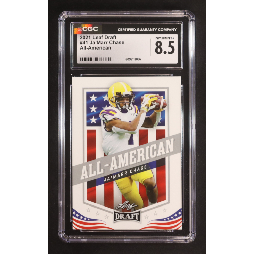 Ja'Marr Chase 2021 Leaf Draft #41 AA RC (CGC 8.5) at PristineAuction.com