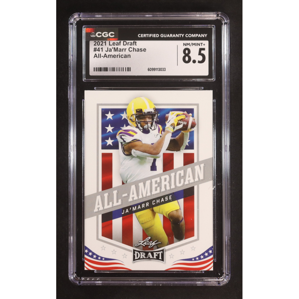 Ja'Marr Chase 2021 Leaf Draft #41 AA RC (CGC 8.5) at PristineAuction.com