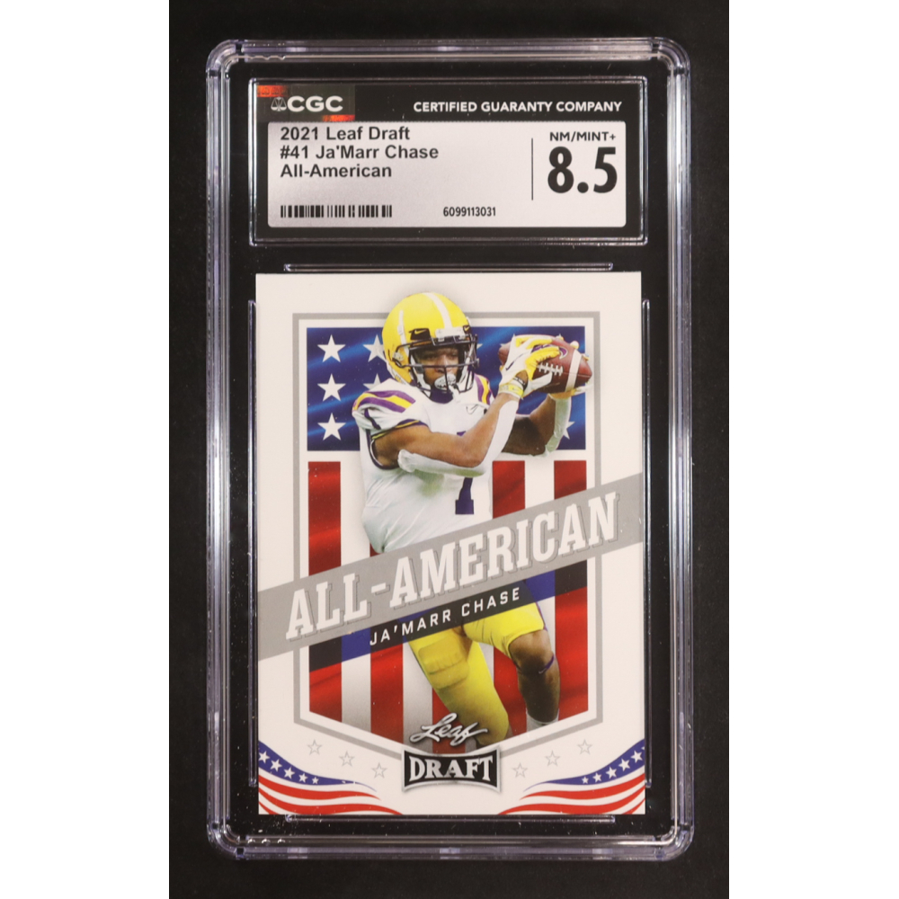 Ja'Marr Chase 2021 Leaf Draft #41 AA RC (CGC 8.5) at PristineAuction.com