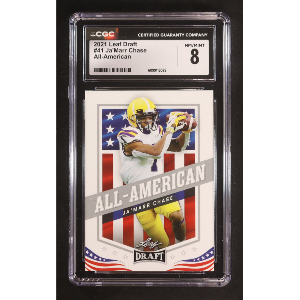 Ja'Marr Chase 2021 Leaf Draft #41 AA RC (CGC 8) at PristineAuction.com