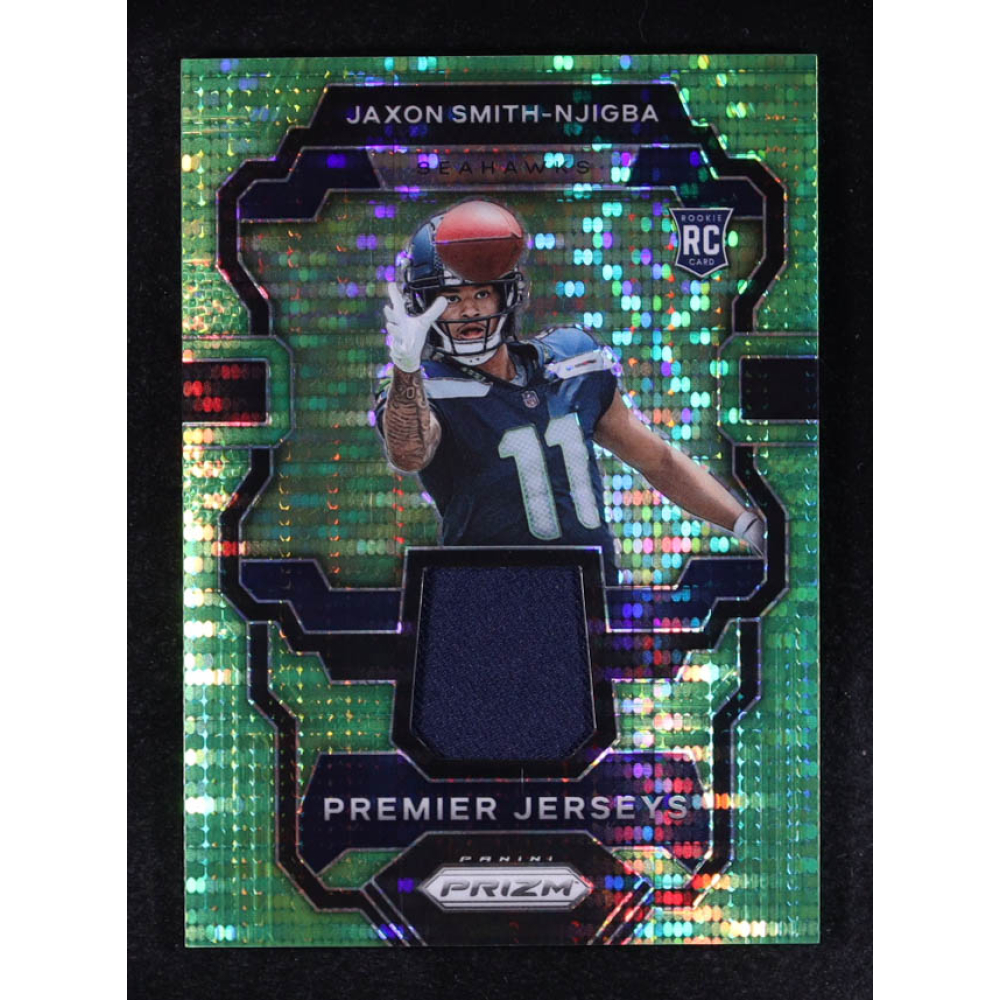 Jaxon Smith-Njigba 2023 Panini Prizm Premier Jerseys Neon Green Pulsar #11 RC at PristineAuction.com