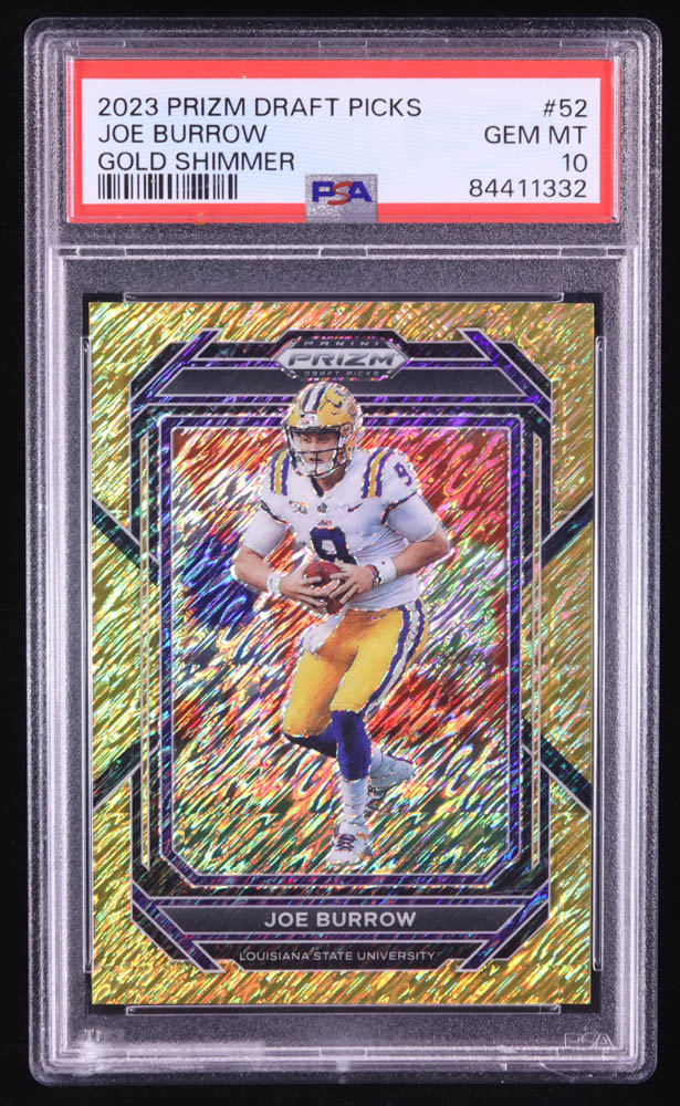 Joe Burrow 2023 Panini Prizm Draft Picks Prizms Gold Shimmer #52 #15/15 (PSA 10) at PristineAuction.com Joe Burrow 2023 Panini Prizm Draft Picks Prizms Gold Shimmer #52 #15/15 (PSA 10) at PristineAuction.com