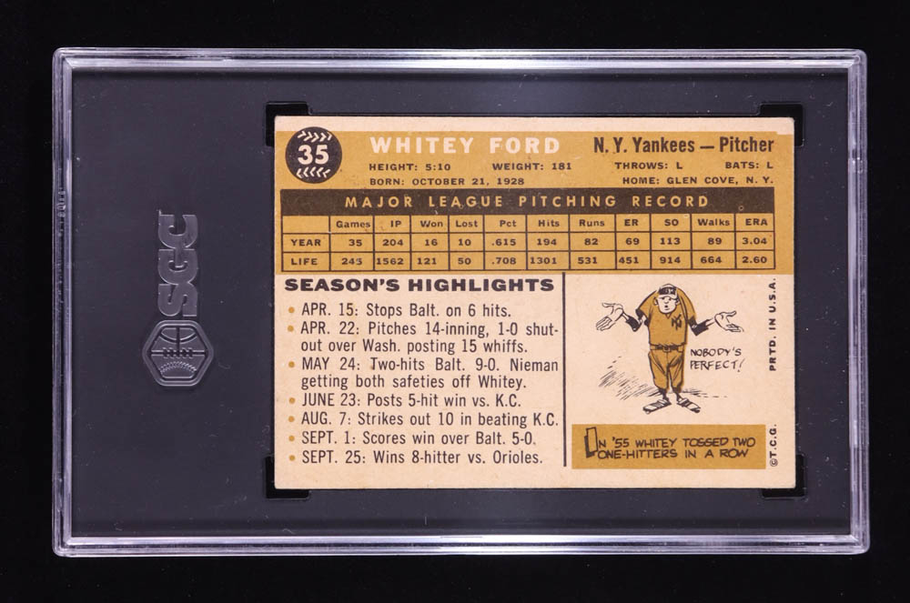 Whitey Ford 1960 Topps #35 (SGC 5) at PristineAuction.com Whitey Ford 1960 Topps #35 (SGC 5) at PristineAuction.com