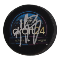 Beckett Sennecke Signed 2024 NHL Draft Logo Hockey Puck (JSA) at PristineAuction.com