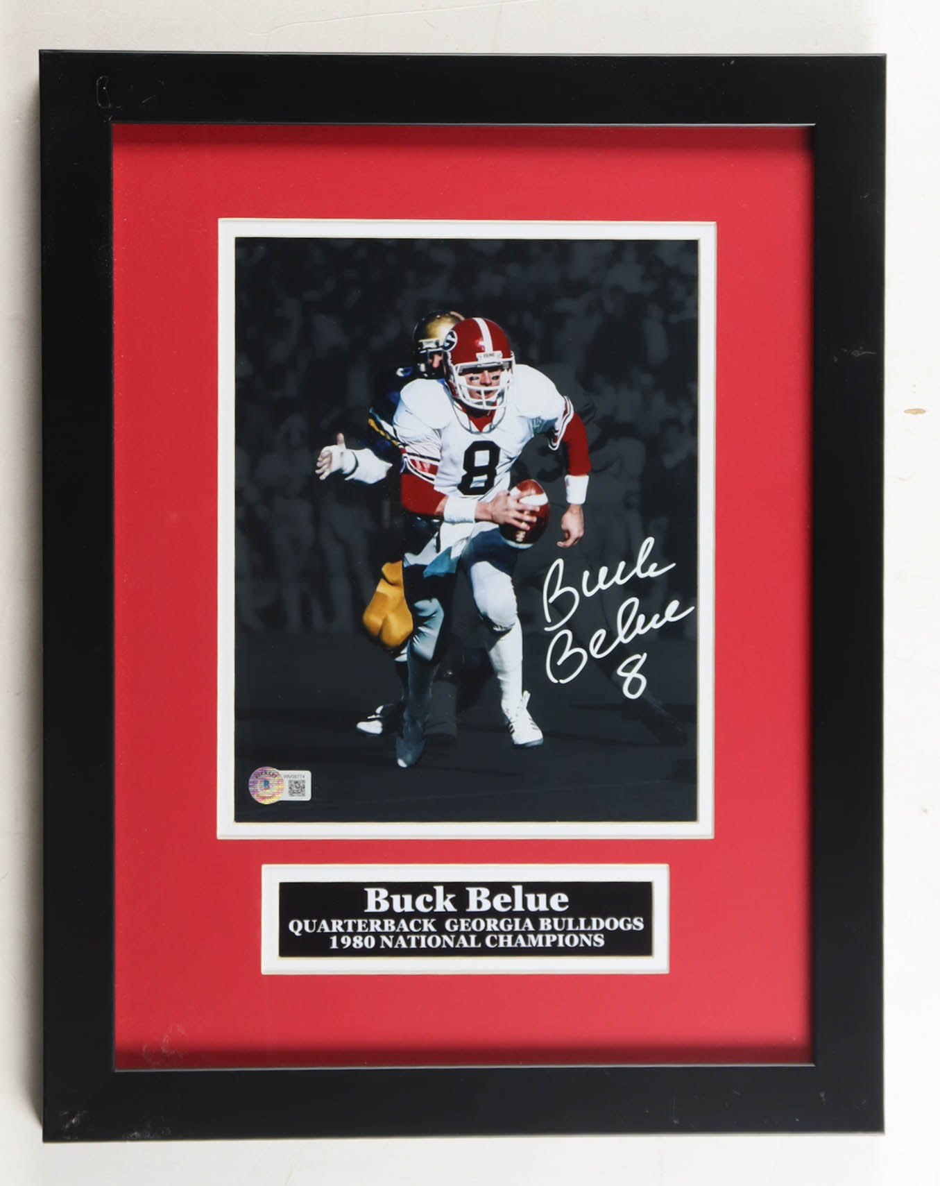 Buck Belue Signed Custom Framed Photo Display (Beckett) at PristineAuction.com Buck Belue Signed Custom Framed Photo Display (Beckett) at PristineAuction.com