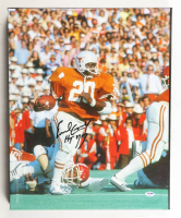 Earl Campbell Signed Texas Longhorns Canvas Print Inscribed "HT 77" (PSA) at PristineAuction.com