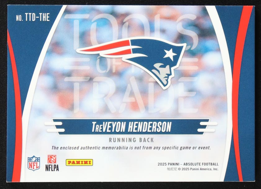 TreVeyon Henderson 2025 Absolute Tools of the Trade Double #13 RC #216/249 at PristineAuction.com TreVeyon Henderson 2025 Absolute Tools of the Trade Double #13 RC #216/249 at PristineAuction.com