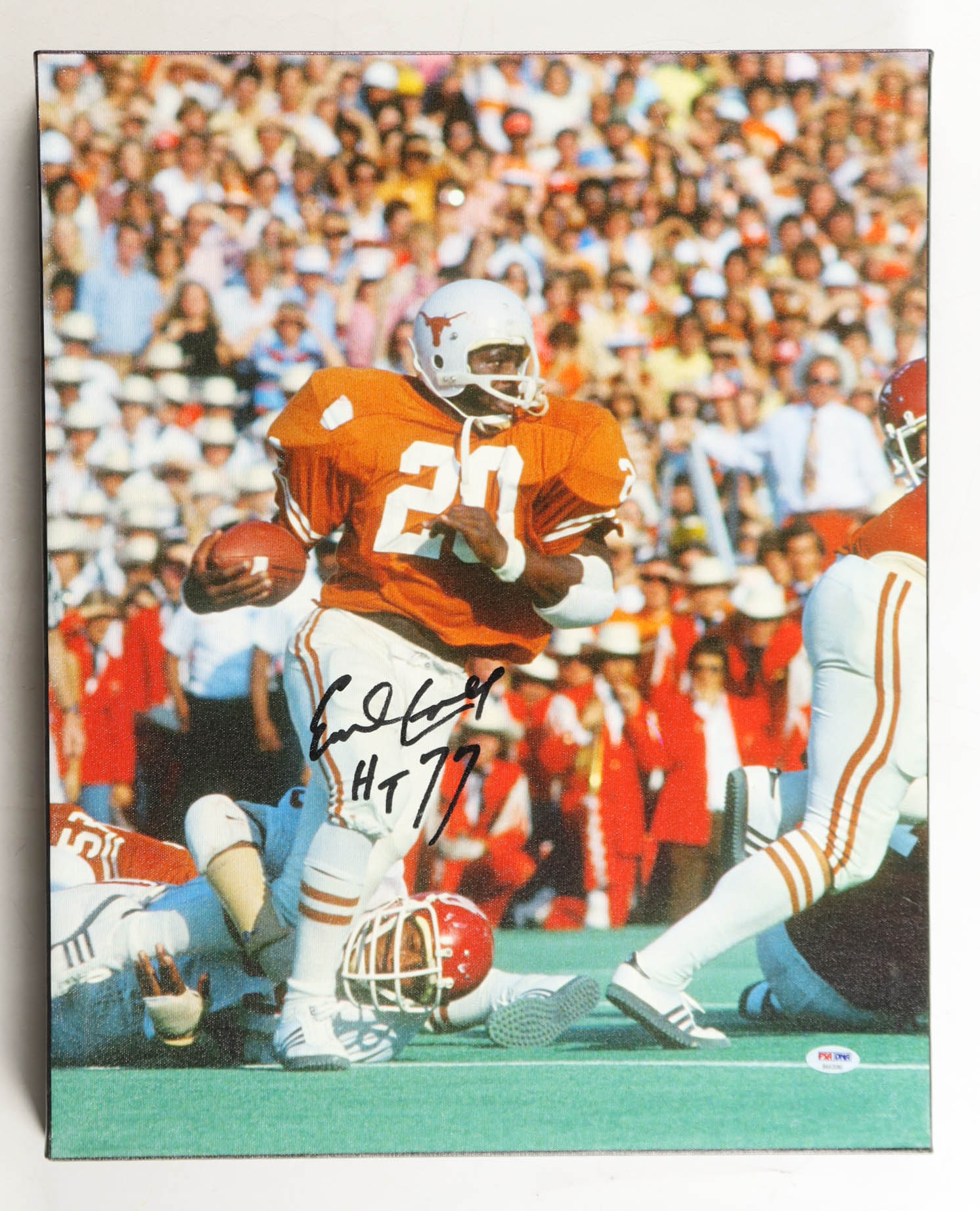 Earl Campbell Signed Texas Longhorns Canvas Print Inscribed "HT 77" (PSA) at PristineAuction.com Earl Campbell Signed Texas Longhorns Canvas Print Inscribed "HT 77" (PSA) at PristineAuction.com