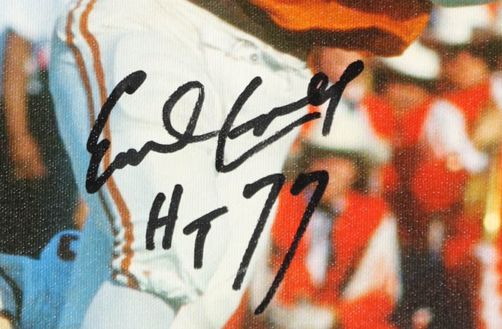 Earl Campbell Signed Texas Longhorns Canvas Print Inscribed "HT 77" (PSA) at PristineAuction.com Earl Campbell Signed Texas Longhorns Canvas Print Inscribed "HT 77" (PSA) at PristineAuction.com
