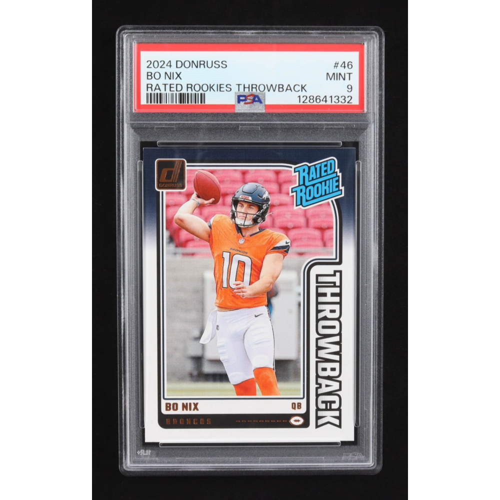 Bo Nix 2024 Panini Donruss Rated Rookies RR Throwback #46 RC (PSA 9) at PristineAuction.com
