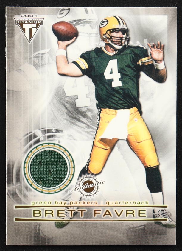 Brett Favre / Kurt Warner 2001 Titanium Double Sided Jerseys #88 at PristineAuction.com Brett Favre / Kurt Warner 2001 Titanium Double Sided Jerseys #88 at PristineAuction.com