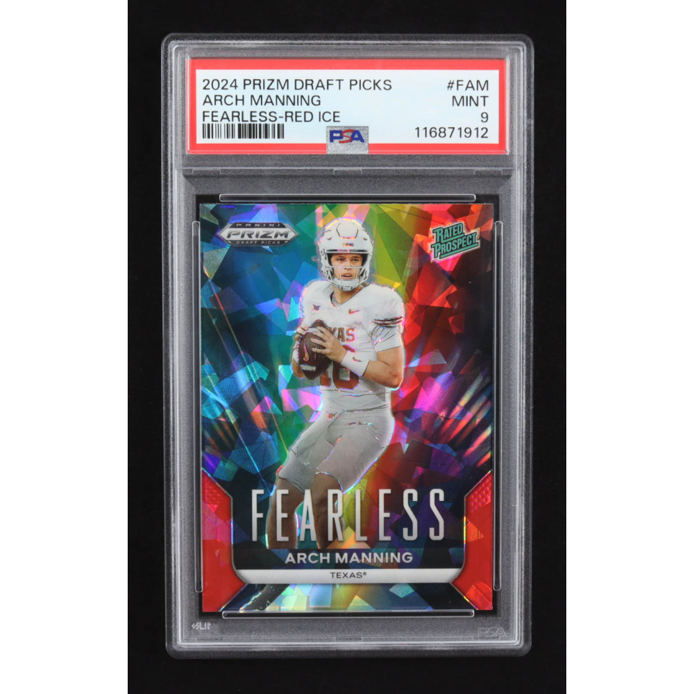 Arch Manning 2024 Panini Prizm Draft Picks Fearless Rated Prospect Red Ice #F-AM RC (PSA 9) at PristineAuction.com