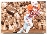 Earl Campbell Signed Texas Longhorns Canvas Print Inscribed "HT 77" (PSA) at PristineAuction.com