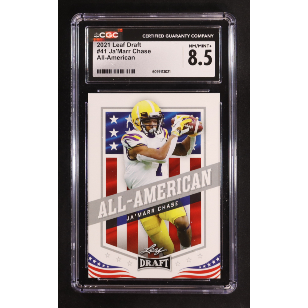 Ja'Marr Chase 2021 Leaf Draft #41 AA RC (CGC 8.5) at PristineAuction.com