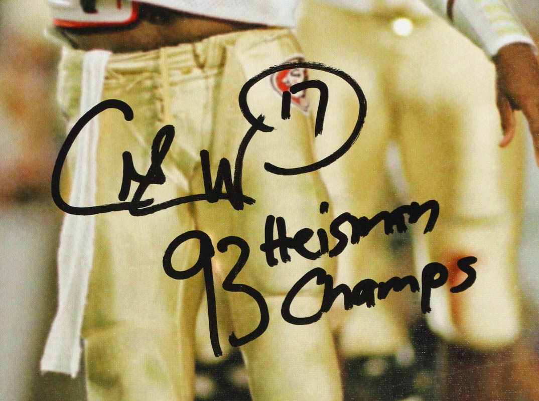 Charlie Ward Signed Florida State Seminoles Custom Canvas Display Inscribed "93 Heisman Champs" (PSA) at PristineAuction.com Charlie Ward Signed Florida State Seminoles Custom Canvas Display Inscribed "93 Heisman Champs" (PSA) at PristineAuction.com