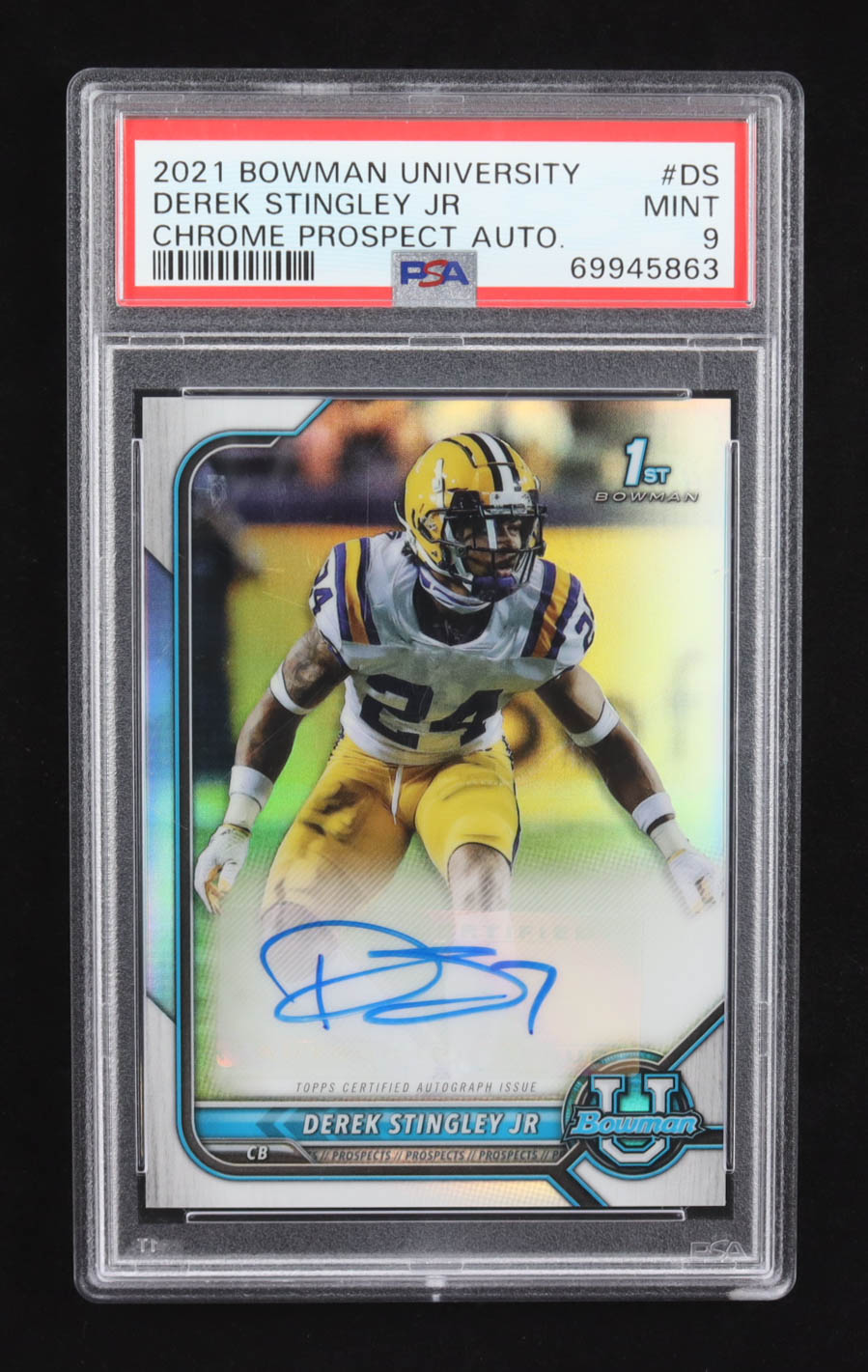 Derek Stingley Jr. Bowman University Chrome Prospect Autographs #BCPA-DS RC (PSA 9) at PristineAuction.com Derek Stingley Jr. Bowman University Chrome Prospect Autographs #BCPA-DS RC (PSA 9) at PristineAuction.com