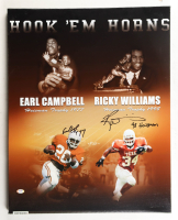 Earl Campbell & Ricky Williams Signed Texas Longhorns Canvas Print Inscribed "HT 77" & "98 Heisman" (PSA) at PristineAuction.com