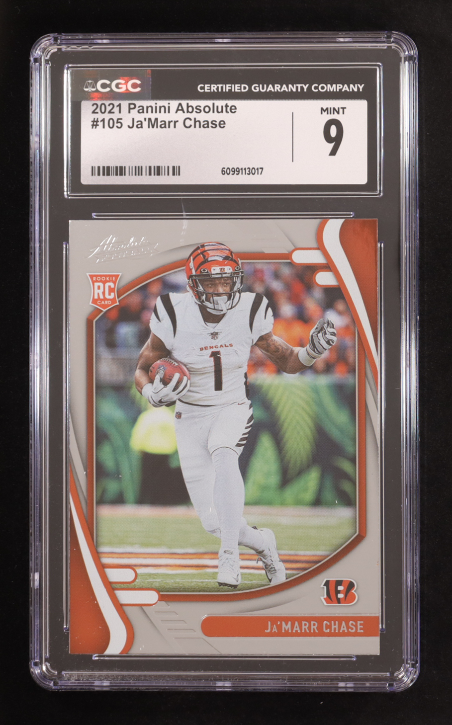 Ja'Marr Chase 2021 Absolute #105 RC (CGC 9) at PristineAuction.com Ja'Marr Chase 2021 Absolute #105 RC (CGC 9) at PristineAuction.com