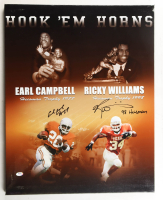 Earl Campbell & Ricky Williams Signed Texas Longhorns Canvas Print Inscribed "HT 77" & "98 Heisman" (PSA) at PristineAuction.com