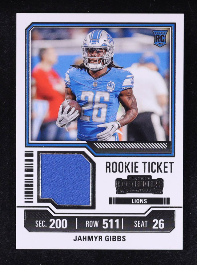 Jahmyr Gibbs 2023 Panini Contenders Rookie Ticket Swatches #12 RC at PristineAuction.com Jahmyr Gibbs 2023 Panini Contenders Rookie Ticket Swatches #12 RC at PristineAuction.com