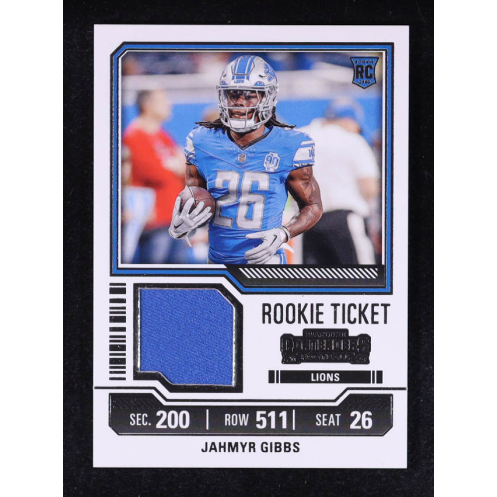 Jahmyr Gibbs 2023 Panini Contenders Rookie Ticket Swatches #12 RC at PristineAuction.com