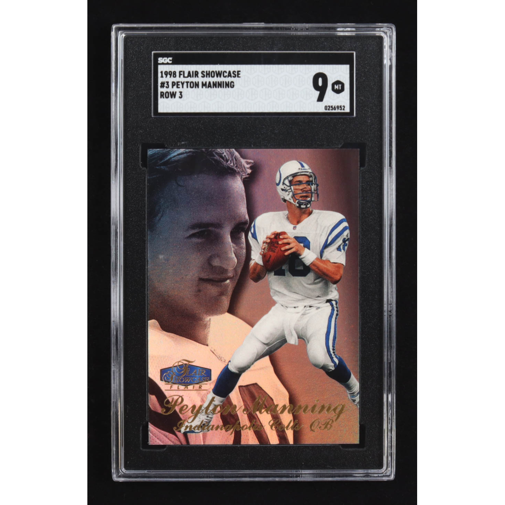 Peyton Manning 1998 Flair Showcase Row 3 #3 RC (SGC 9) at PristineAuction.com