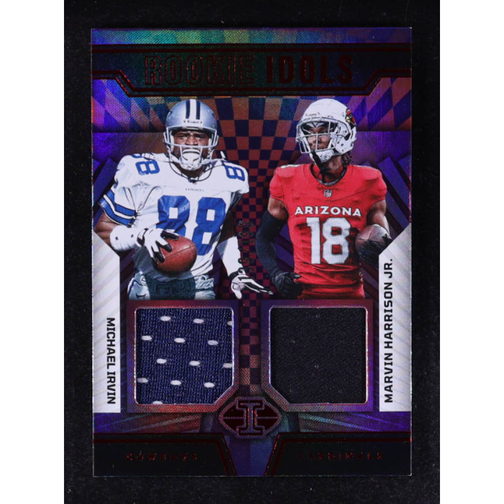 Michael Irvin / Marvin Harrison Jr. RC 2024 Panini Illusions Rookie Idols Dual Memorabilia Red #6 #139/199 at PristineAuction.com