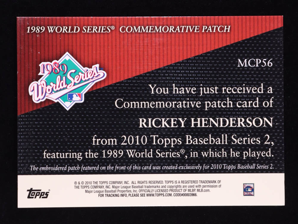 Rickey Henderson 2010 Topps Commemorative Patch #MCP56 at PristineAuction.com Rickey Henderson 2010 Topps Commemorative Patch #MCP56 at PristineAuction.com