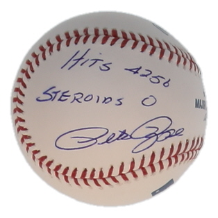 Pete Rose Signed OML Baseball Inscribed "Hits 4256, Steroids 0" (JSA) at PristineAuction.com Pete Rose Signed OML Baseball Inscribed "Hits 4256, Steroids 0" (JSA) at PristineAuction.com