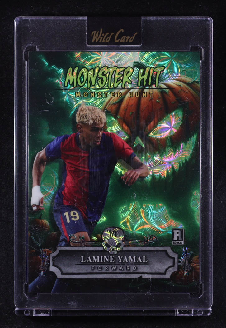 Lamine Yamal 2025 Wild Card Monster Hit Monster Hunt Pumpkin King Green Kaleidoscope #MHPP-LY #1/1 RC at PristineAuction.com Lamine Yamal 2025 Wild Card Monster Hit Monster Hunt Pumpkin King Green Kaleidoscope #MHPP-LY #1/1 RC at PristineAuction.com