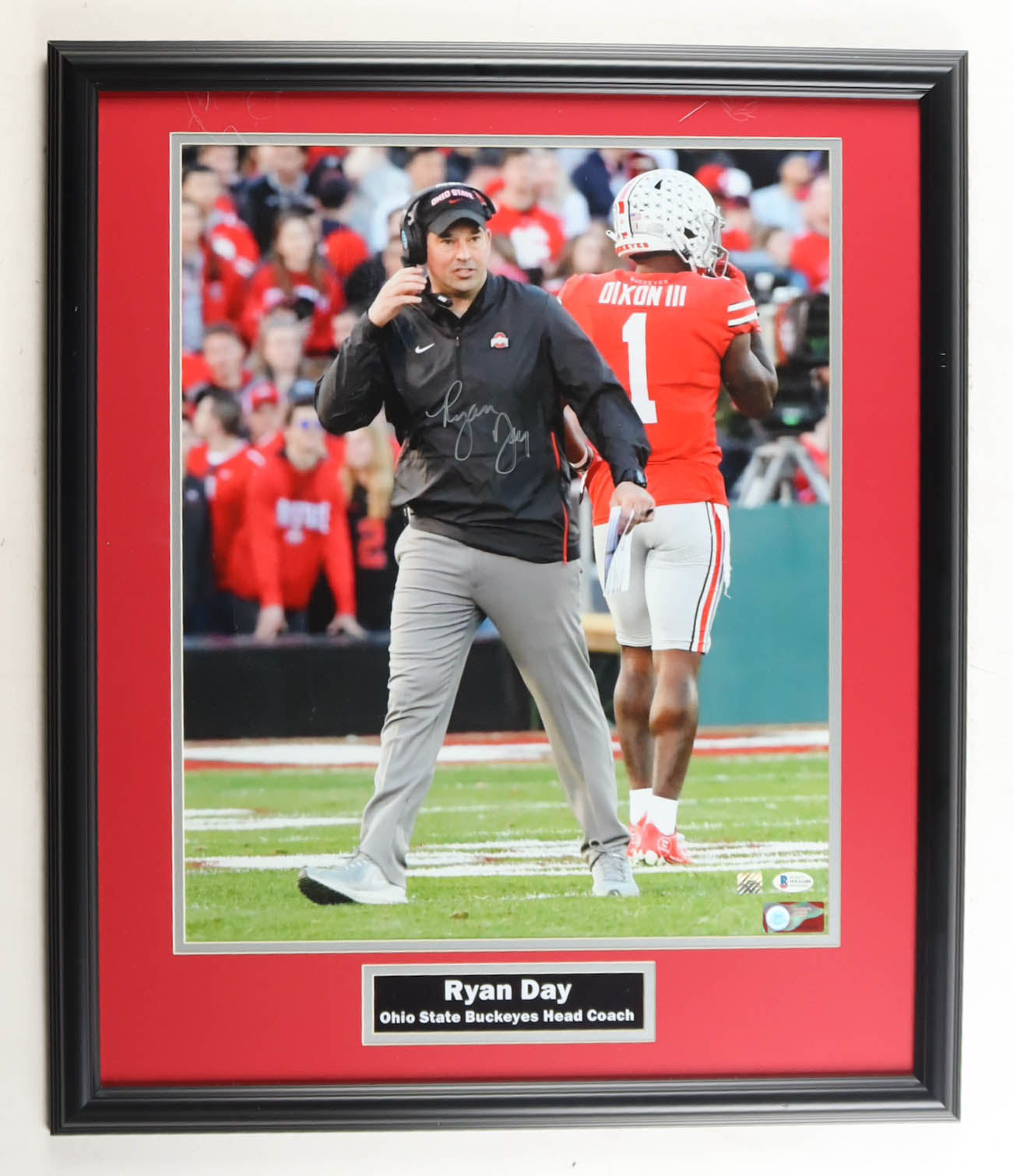 Ryan Day Signed Ohio State Buckeyes Custom Framed Photo Display (Beckett) at PristineAuction.com Ryan Day Signed Ohio State Buckeyes Custom Framed Photo Display (Beckett) at PristineAuction.com