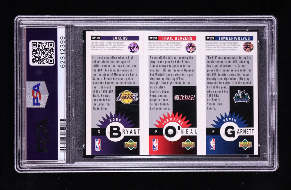 Kobe Bryant RC / Jermaine O'Neal RC / Kevin Garnett 1996-97 Collector's Choice Mini-Cards #M129-158-139 (PSA 9) at PristineAuction.com Kobe Bryant RC / Jermaine O'Neal RC / Kevin Garnett 1996-97 Collector's Choice Mini-Cards #M129-158-139 (PSA 9) at PristineAuction.com