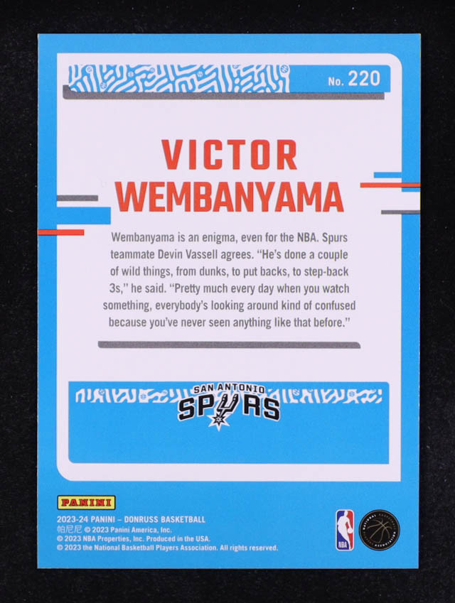 Victor Wembanyama 2023 Panini Donruss Green Laser #220 RC at PristineAuction.com Victor Wembanyama 2023 Panini Donruss Green Laser #220 RC at PristineAuction.com