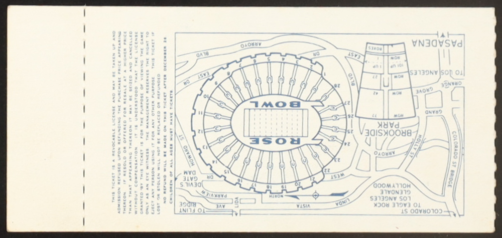 1952 Vintage Rose Bowl Full Ticket at PristineAuction.com 1952 Vintage Rose Bowl Full Ticket at PristineAuction.com