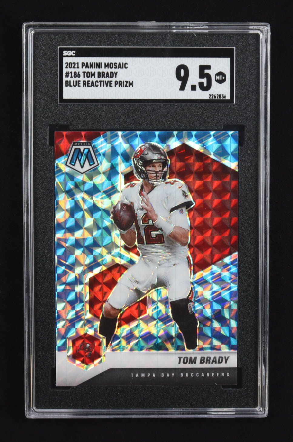 Tom Brady 2021 Panini Mosaic Mosaic Reactive Blue #186 (SGC 9.5) at PristineAuction.com Tom Brady 2021 Panini Mosaic Mosaic Reactive Blue #186 (SGC 9.5) at PristineAuction.com