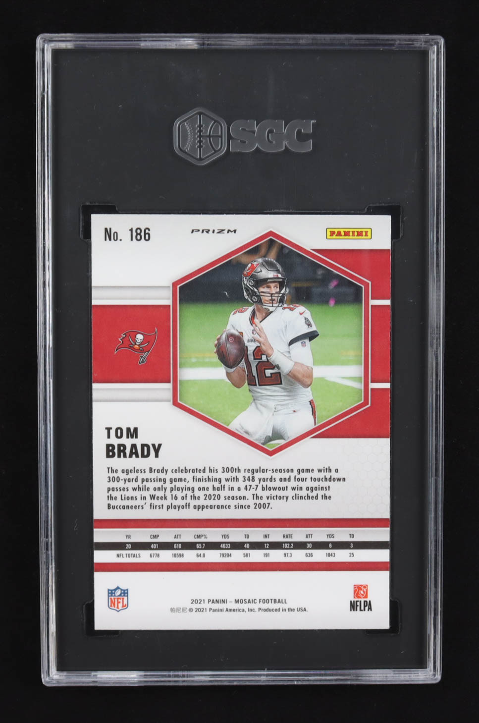 Tom Brady 2021 Panini Mosaic Mosaic Reactive Blue #186 (SGC 9.5) at PristineAuction.com Tom Brady 2021 Panini Mosaic Mosaic Reactive Blue #186 (SGC 9.5) at PristineAuction.com